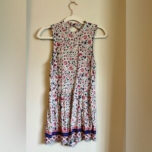 Floral Blue Pink Medium Sleeveless Romper Summer Spring Vacation